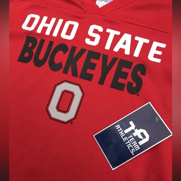 NWT Ohio State Buckeyes Boys Shirt  Jersey Size Large (14/16). Red, Black, White - Picture 4 of 5